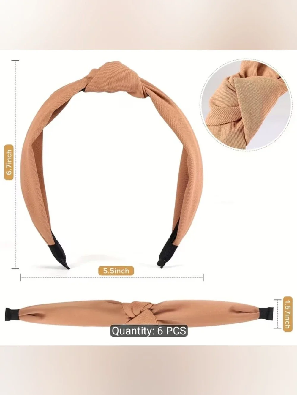 Multi-Color Knotted Fabric Headbands - 6 Pack